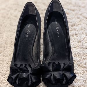 Kelly & Kate black satin heels